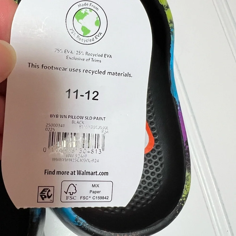 Wonder Nation Size 11-12 Kids Color Splash Sandals Slides NWT